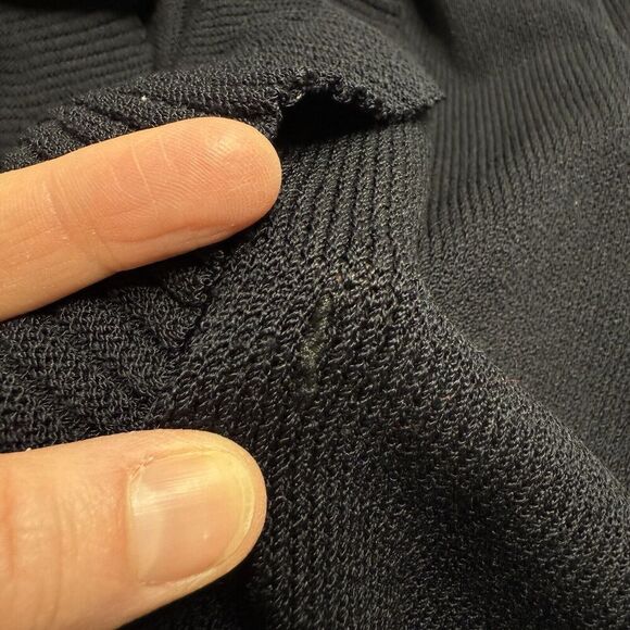 Vintage ST. JOHN Collection Knit Long Kelly Cardigan 6 Black Ruffle Belted Maxi - Picture 14 of 16